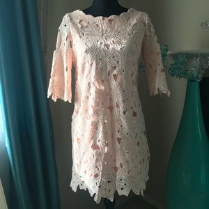 Chicwish Eyelet Dress Peachy Cream S
